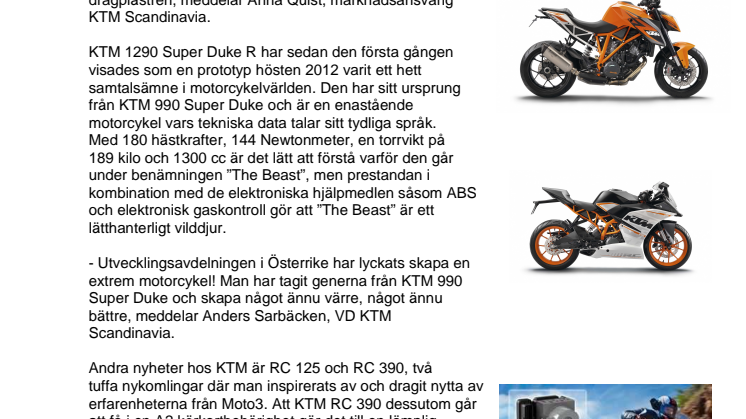 KTM Scandinavia visar nytt på MC Mässan 2014!