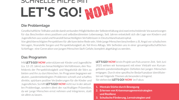 Schnelle Hilfe mit LET'S GO! NOW