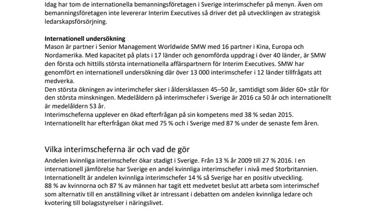 Interim Management i Sverige och internationellt