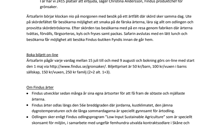 Dags för biljettsläpp till årets Ärtsafari