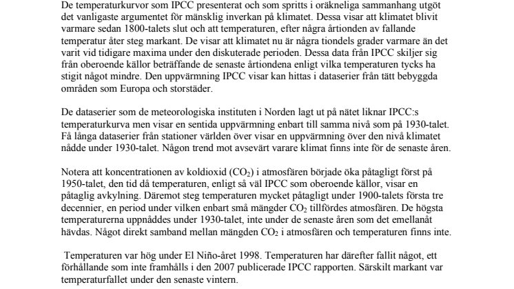 Varialbilitet och trend i klimatet