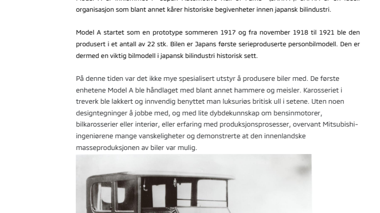 Mitsubishis Model A innlemmet i Hall of Fame