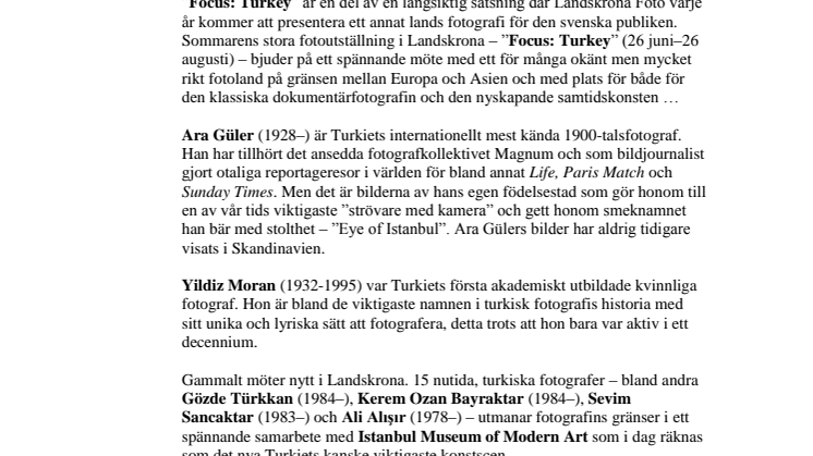 Landskrona Foto – Focus: Turkey
