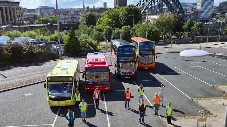Go North East celebrates NHS birthday by wearing blue and clapping at regional landmarks