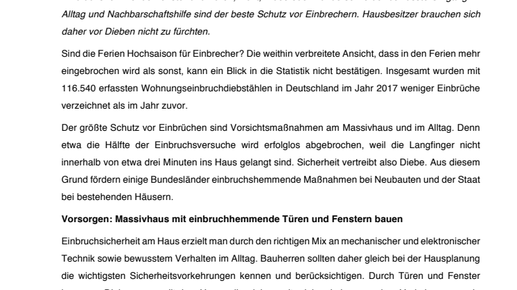 Dieben keine Chance geben: Einbruchschutz am Massivhaus 