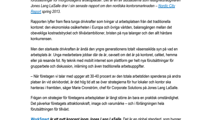 Arbetslivet ersätter arbetsplatsen 