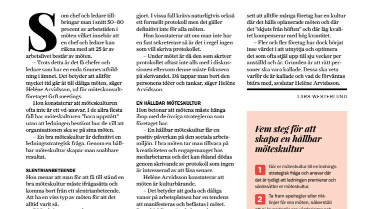 Dags att ifrågasätta slentrianmöten