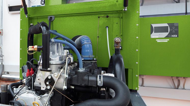 Ein solches Aggregat (Mini-BHKW) von Energieservice Westfalen Weser steht auch im Bildungszentrum des Bundesamts für Familie und zivilgesellschaftliche Aufgaben (BAFzA) in Bad Oeynhausen.