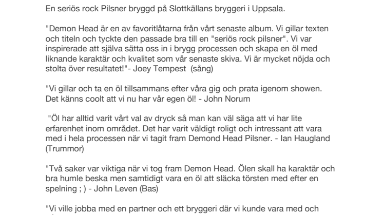 Europe och Rewine lanserar tillsammans Demon Head Pilsner 