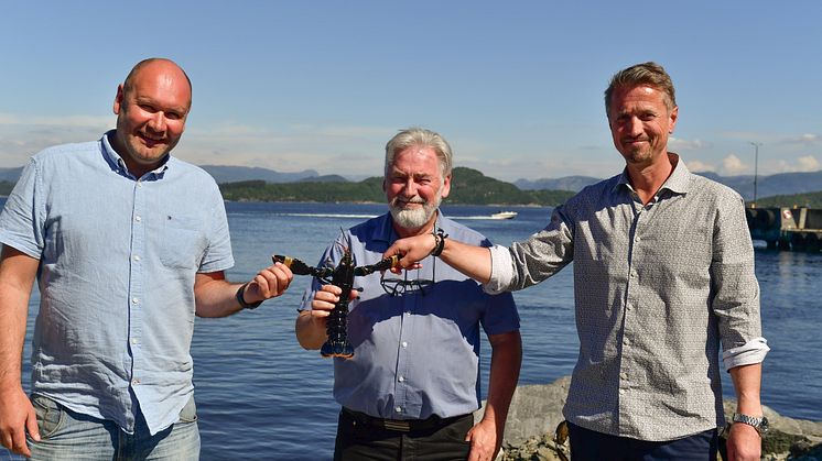 From left: Tor Kristian Gyland (Green Mountain), Alf Reime and Asbjorn Drengstig (Norwegian Lobster Farm.)