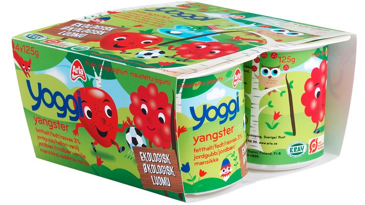 Luomu Yoggi Yangster Mansikka/vadelma-vaniljajogurtti luomu