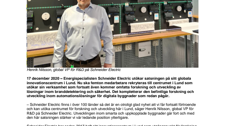 Schneider Electric utökar satsning på globalt innovationscentrum i Lund 