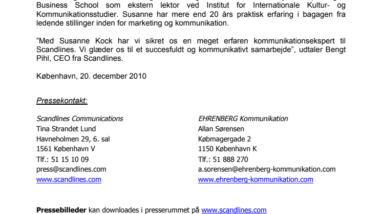 Ny Head of Communications hos Scandlines: Susanne Brigitte Kock