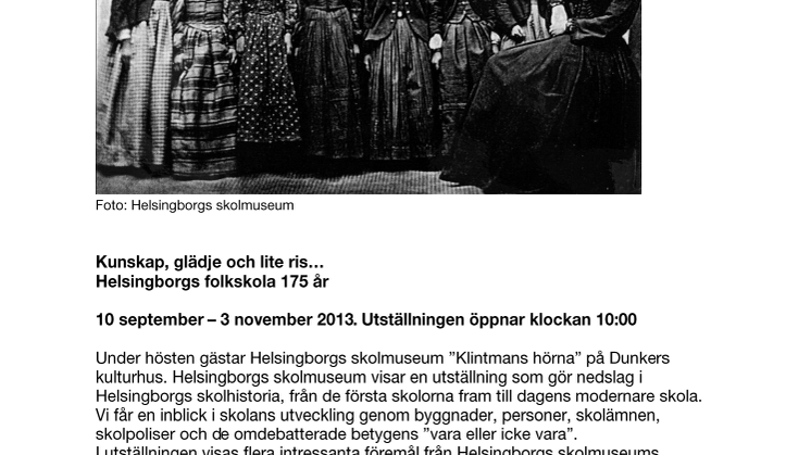 Kunskap, glädje och lite ris… Helsingborgs folkskola 175 år