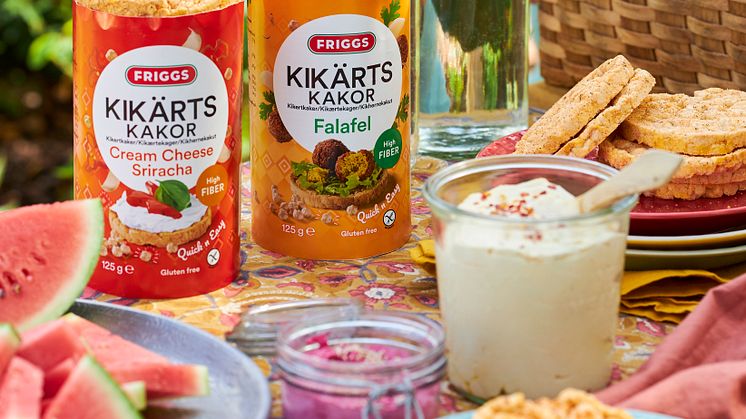 ​Fiberrika, krispiga och goda – nu lanserar Friggs kikärtskakor i två nya spännande smaker!