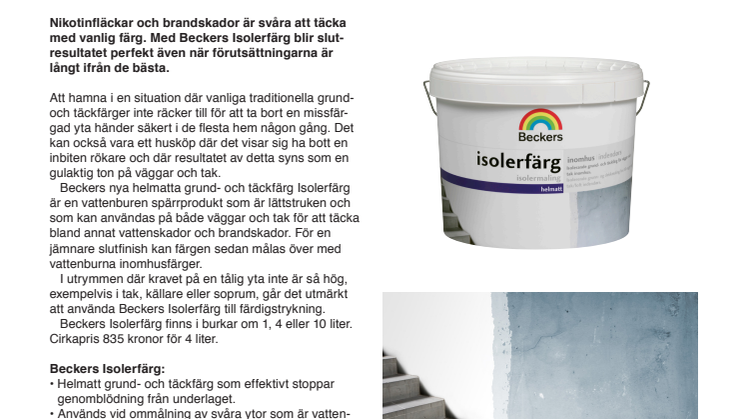 Ny grund- och täckfärg spärrar  effektivt nikotin och brandskador