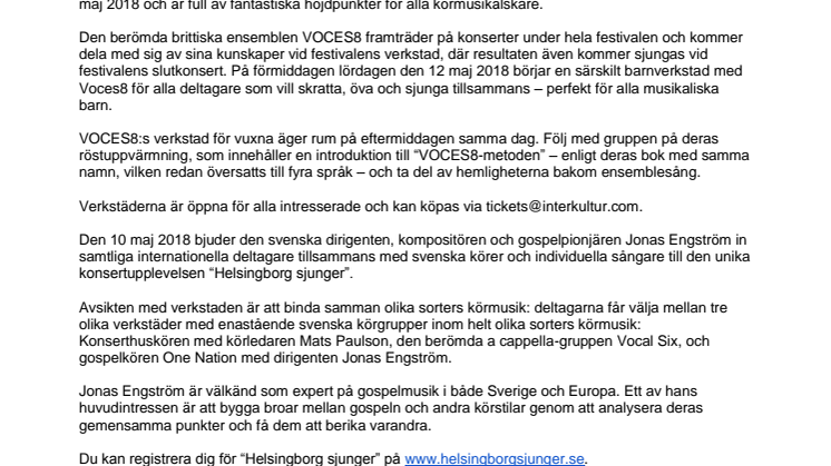 Pressmeddelande om Helsingborgs Körfestival från Interkultur 