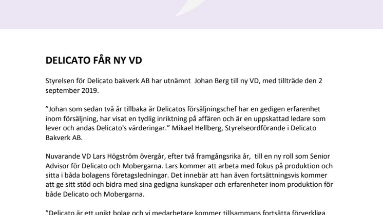 DELICATO FÅR NY VD