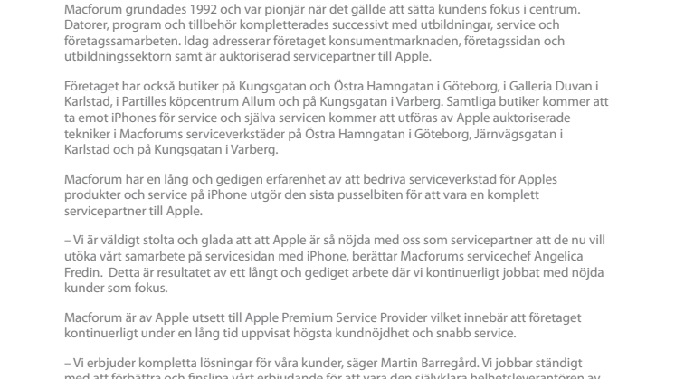 Macforum - Apples servicepartner för iPhone
