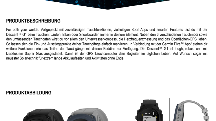 Datenblatt Garmin Descent G1_FH