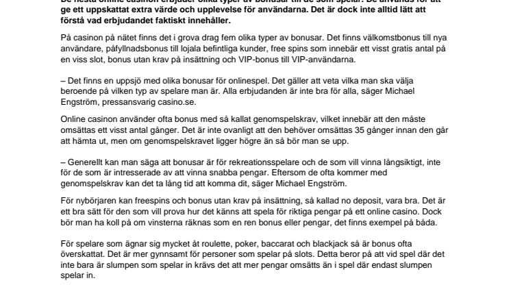 Var uppmärksam på casinosajternas bonusar