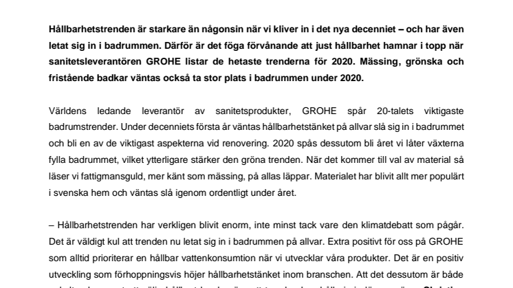 Här är de hetaste badrumstrenderna 2020