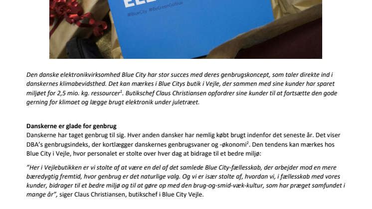 Blue City Vejle: Vores kunder har sparet miljøet for 2,5 mio. kg. ressourcer i 2019 – læg brugt elektronik under juletræet og gør en fortsat god gerning for miljøet.