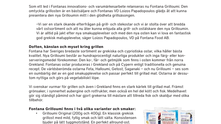 Fontana Grilloumi i ny förpackningsdesign 