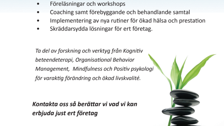 Cognitus Psykoterapi och Utveckling erbjuder tjänster till företag