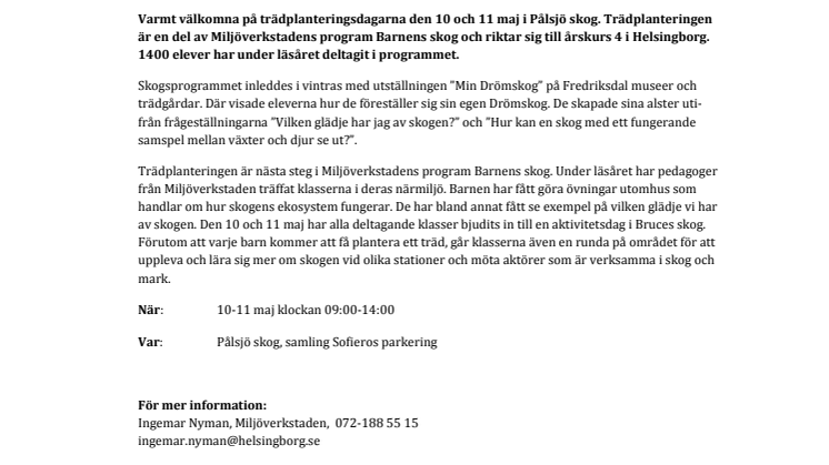 Barnen planterar träd i Pålsjö skog