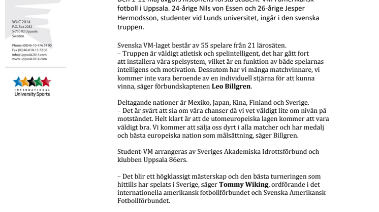 Lundastudenter till Student-VM i amerikansk fotboll