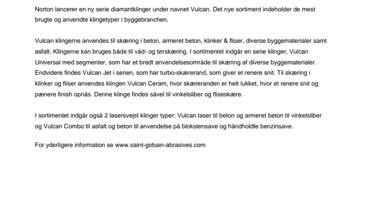 Ny serie diamantklinger fra Norton