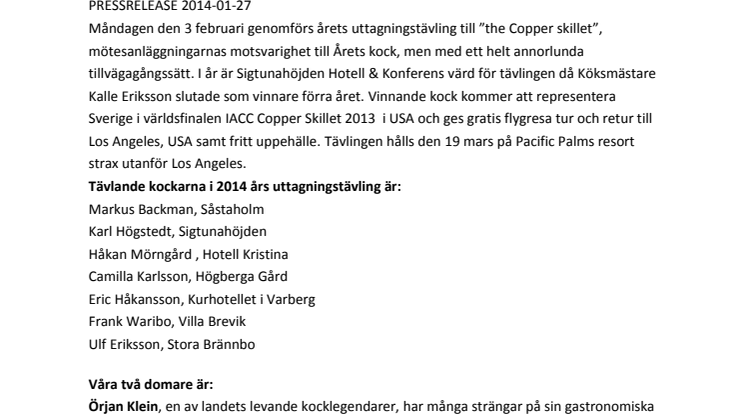 Copper skillet - IACCs kocktävling 2014