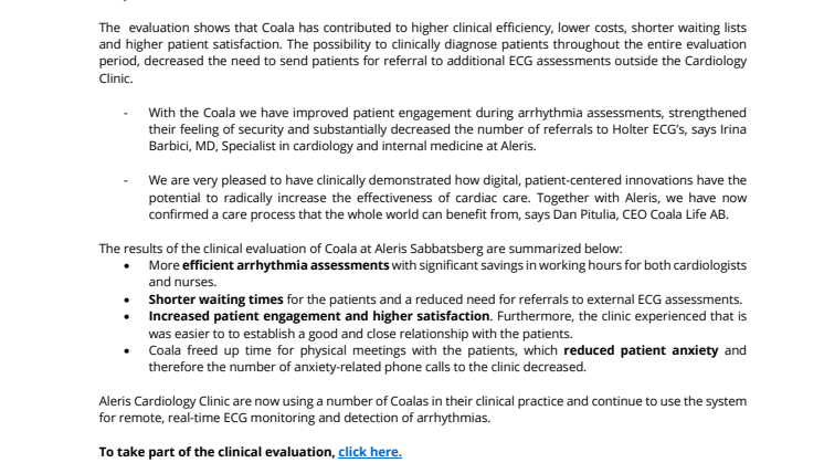 Aleris and Coala Life in collaboration to digitize cardiac care