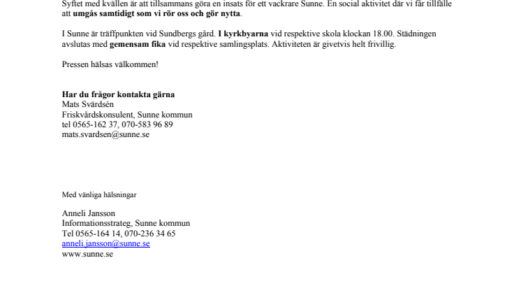 Skräpplockarkväll gör Sunne lite vackrare