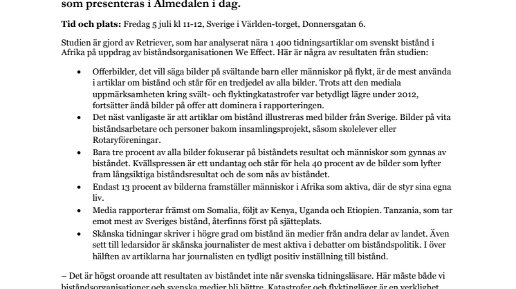 Ny studie: Svältande barn och svenska skolklasser dominerar bilden av biståndet