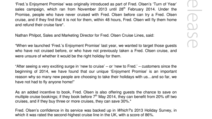 ‘Fred.’s Enjoyment Promise’ is back!