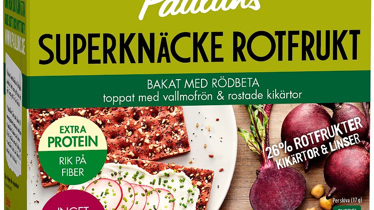 •	Paulúns Superknäcke Rotfrukt  -  bakat med rödbeta toppat med vallmofrön och rostade kikärtor