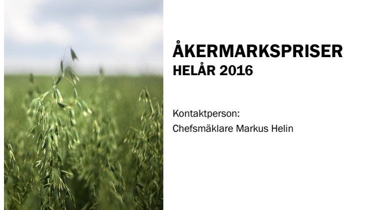 Rapport Åkermarkspriser helår 2016