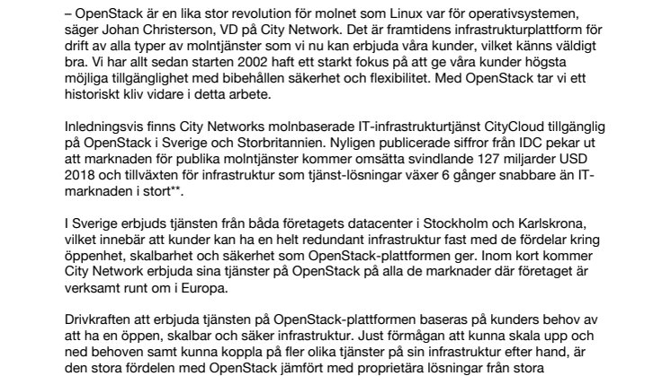 ​City Network tar OpenStack till massorna