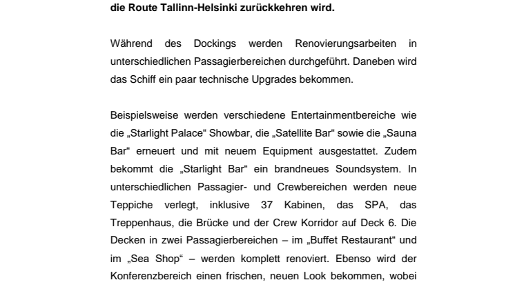 Die Silja Europa wird in der Turku Repair Werft in Naantali restauriert