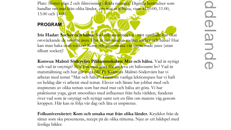 Stadsbiblioteket i Malmö 24-25 okt: Smaker från hela världen – mat och identitet