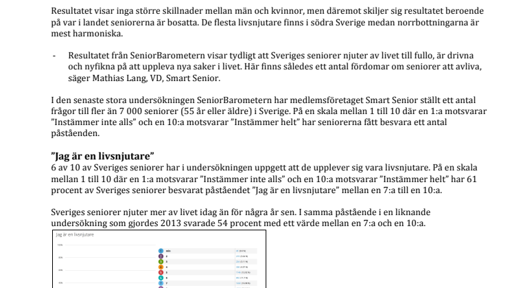 Nya SeniorBarometern visar: Så upplever Sveriges seniorer sig själva: livsnjutare, harmoniska och äventyrliga – mest i söder och norr 