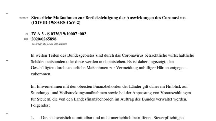 Pandemie 2020: Stundung von Umsatzsteuer und Lohnsteuer möglich!
