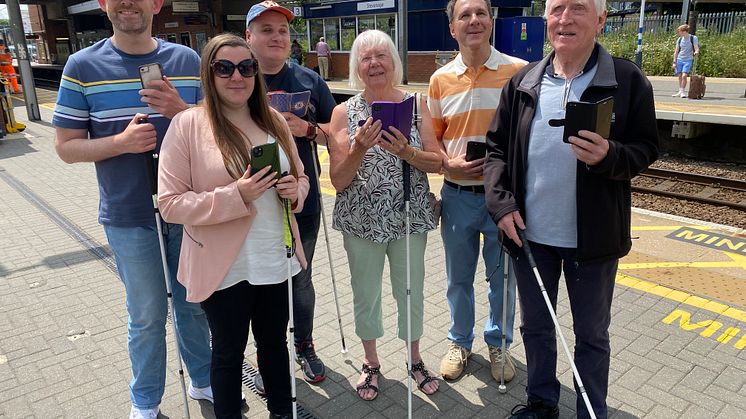 Bedfordshire Sight Loss Council volunteers test the new Aira app at Stevenage station