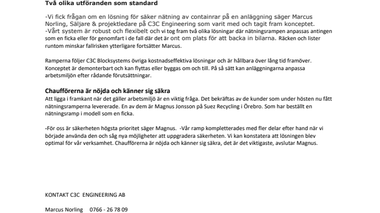 C3C:S Nya konceptlösning minimerar risker och säkrar arbetsmiljön