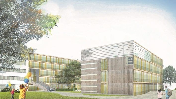 Außenansicht des IB Campus / geplante Fertigstellung 2022 / Projekt mit Strahlkraft für ganz Deutschland.