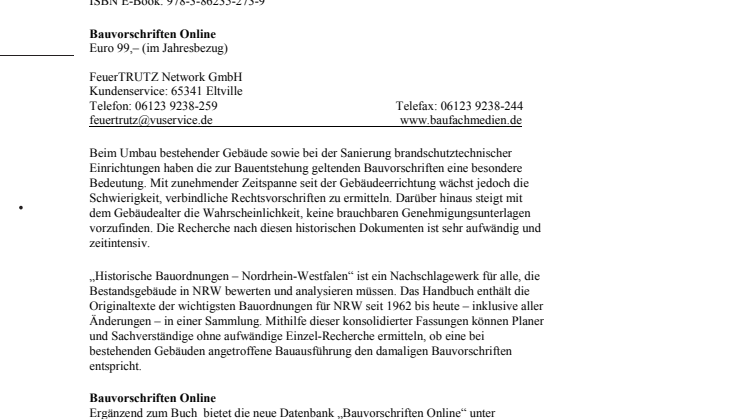 Historische Bauordnungen – Nordrhein-Westfalen