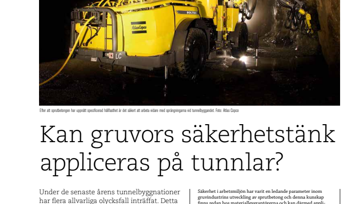 Kan gruvors säkerhetstänk appliceras på tunnlar?