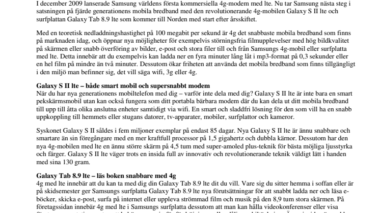 Samsungs 4g-mobil och surfplatta med lte till Norden